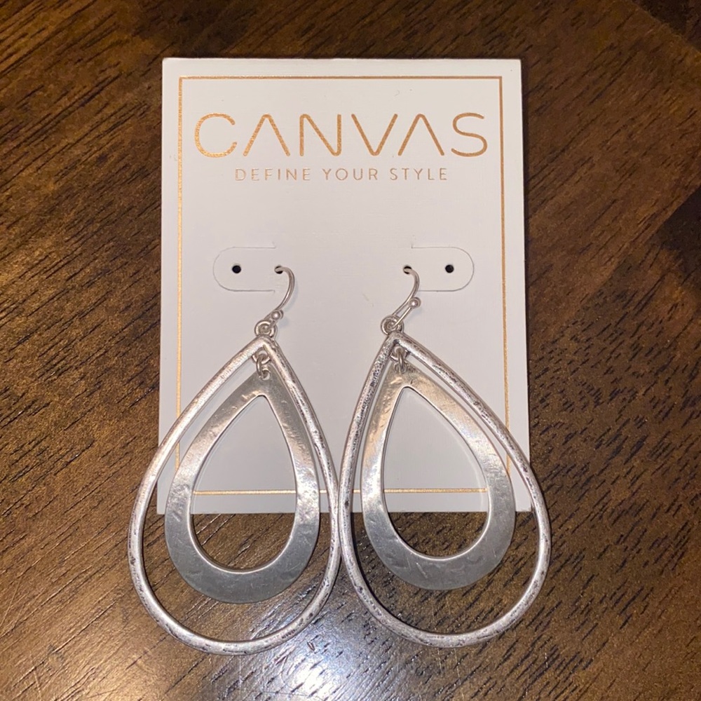Brand new Canvas silver teardrop earrings